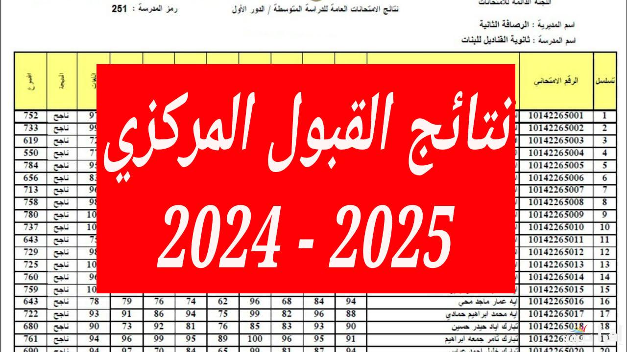 نتائج القبول المركزي 2024-2025 من موقع وزارة التعليم والبحث العلمي برابط شغال كل المحافظات