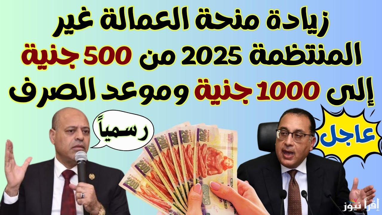 بقرار رسمي .. صرف منحة العمالة الغير منتظمة 1000 جنيه في يناير 2025 أولهم منحة عيد الميلاد المجيد