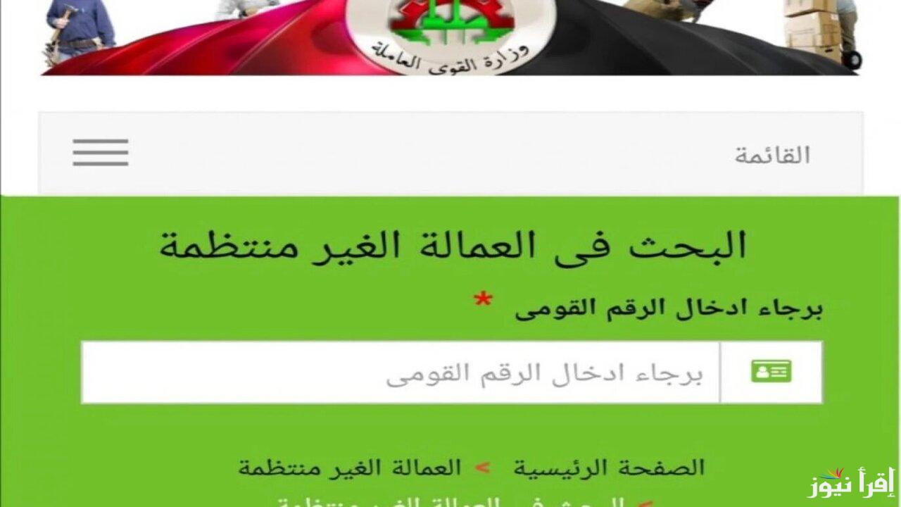 استعلم بالرقم القومي.. لينك الاستعلام عن منحة العمالة الغير منتظمة 2025 منحة رمضان عبر وزارة القوي العاملة manpower.gov.eg