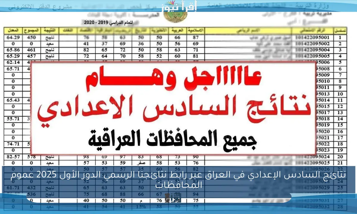 نتائج السادس الإعدادي في العراق عبر رابط نتائجنا الرسمي الدور الأول 2025 عموم المحافظات