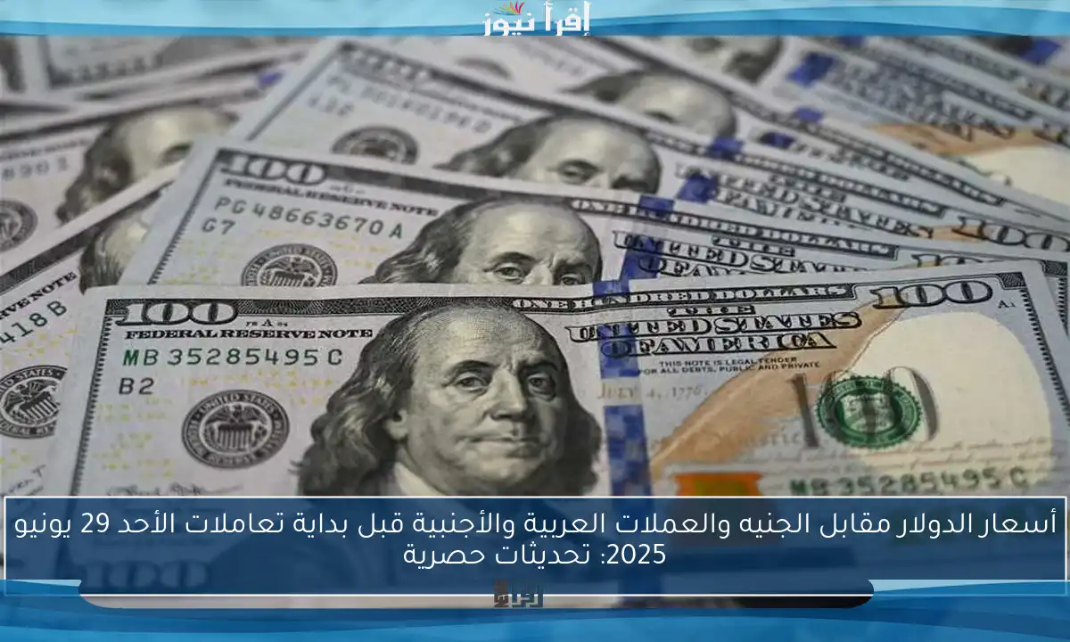 أسعار الدولار مقابل الجنيه والعملات العربية والأجنبية قبل بداية تعاملات الأحد 29 يونيو 2025: تحديثات حصرية
