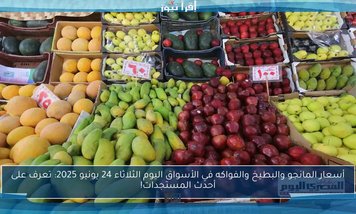 أسعار المانجو والبطيخ والفواكه في الأسواق اليوم الثلاثاء 24 يونيو 2025: تعرف على أحدث المستجدات!