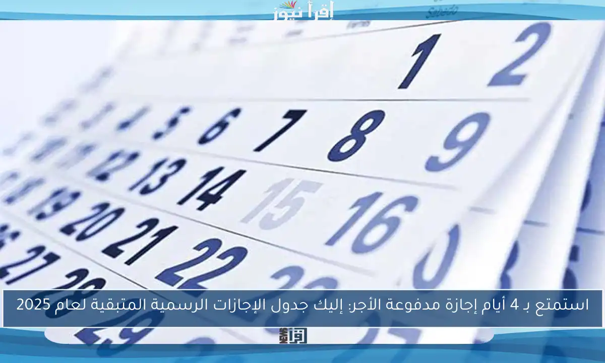 استمتع بـ 4 أيام إجازة مدفوعة الأجر: إليك جدول الإجازات الرسمية المتبقية لعام 2025