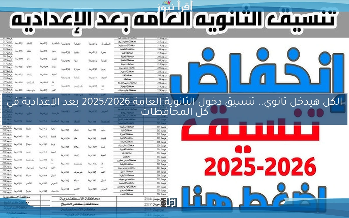 لو مجموعك اعلي من 250 هتخش ثانوي .. تنسيق دخول الثانوية العامة 2025/2026 بعد الاعدادية في كل المحافظات