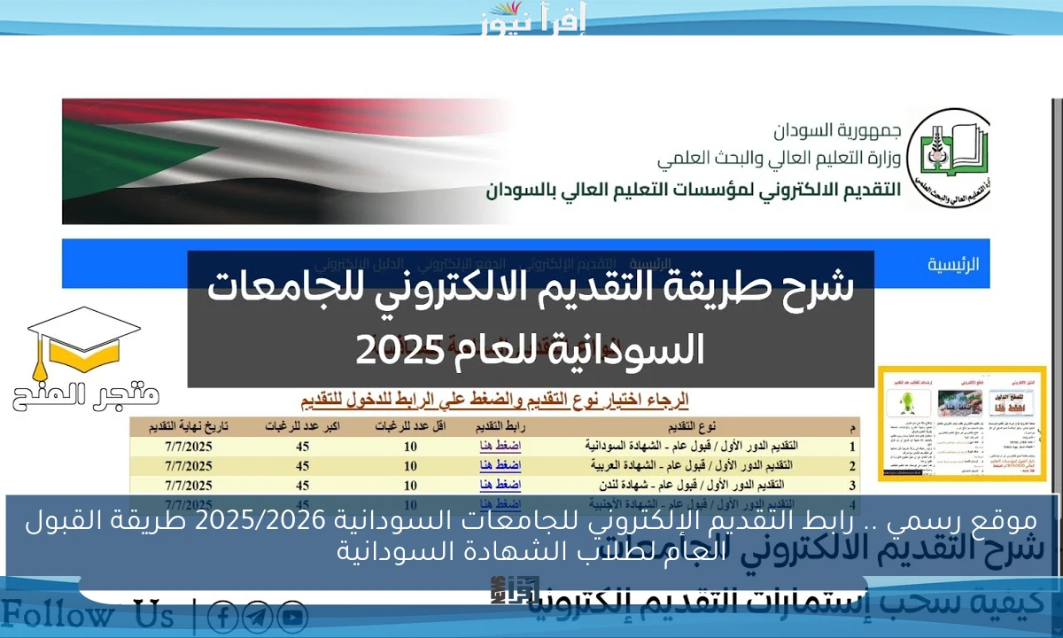 موقع رسمي .. رابط التقديم الإلكتروني للجامعات السودانية 2025/2026 طريقة القبول العام لطلاب الشهادة السودانية