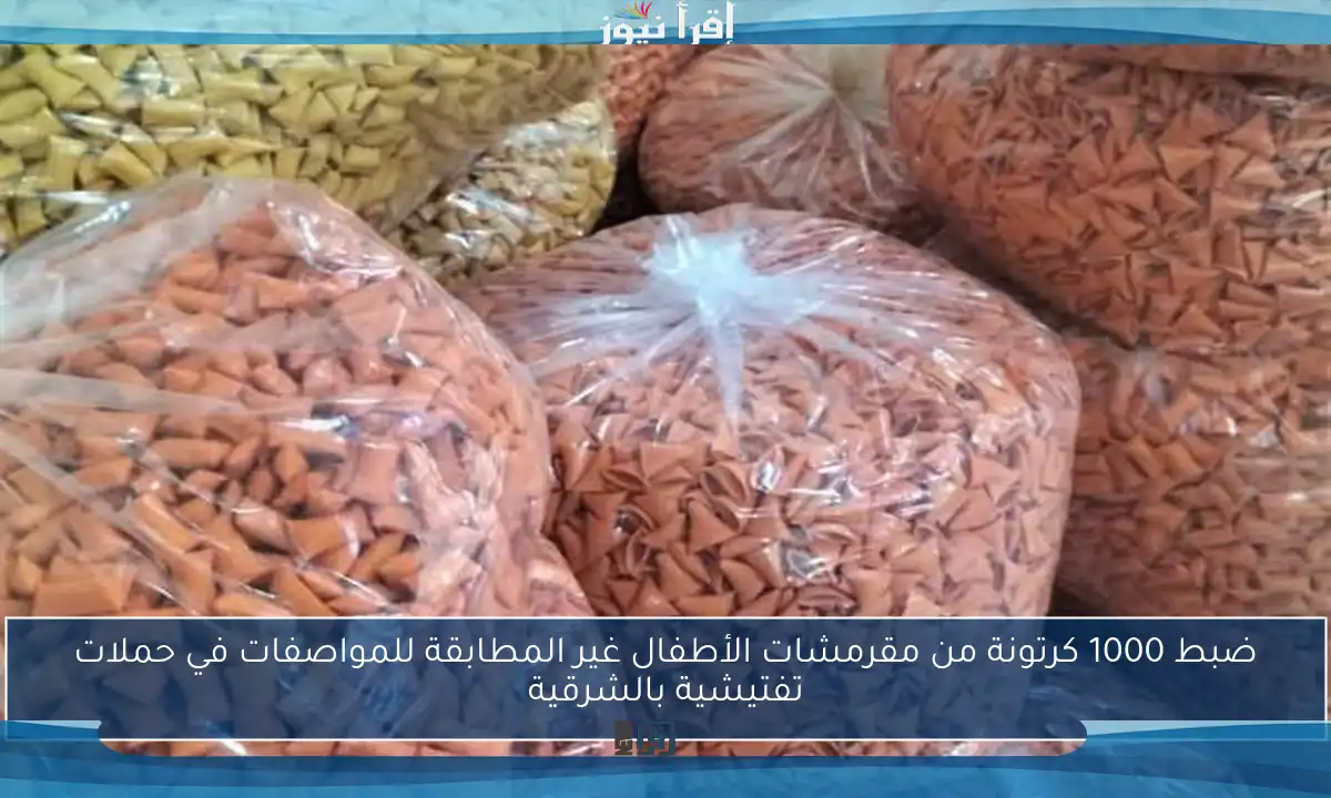 ضبط 1000 كرتونة من مقرمشات الأطفال غير المطابقة للمواصفات في حملات تفتيشية بالشرقية