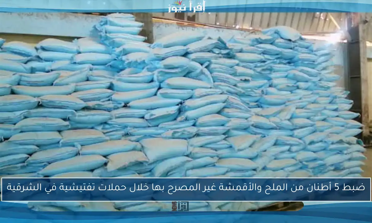 ضبط 5 أطنان من الملح والأقمشة غير المصرح بها خلال حملات تفتيشية في الشرقية