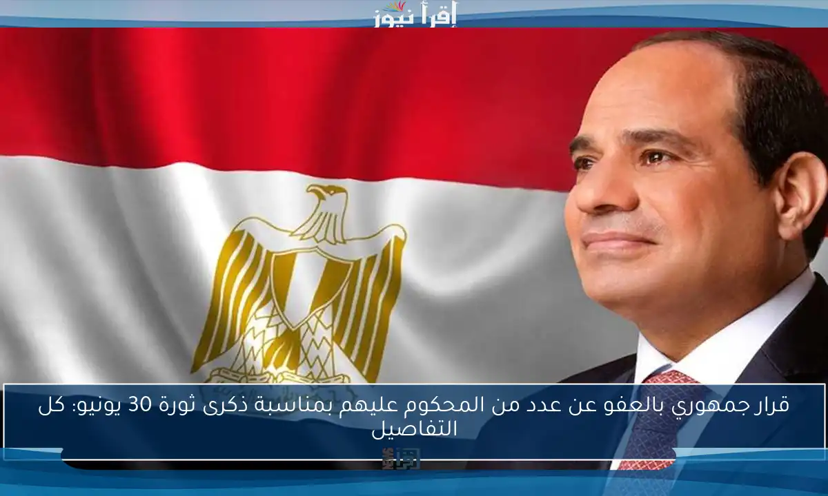 قرار جمهوري بالعفو عن عدد من المحكوم عليهم بمناسبة ذكرى ثورة 30 يونيو: كل التفاصيل