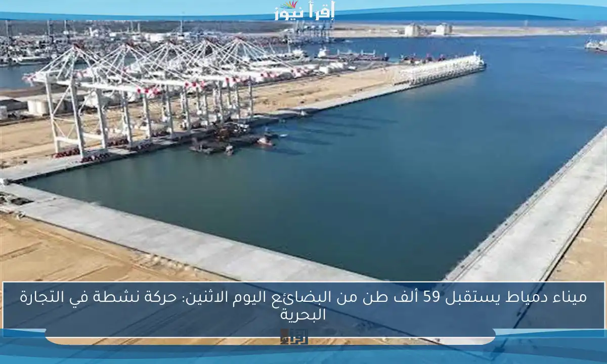 ميناء دمياط يستقبل 59 ألف طن من البضائع اليوم الاثنين: حركة نشطة في التجارة البحرية
