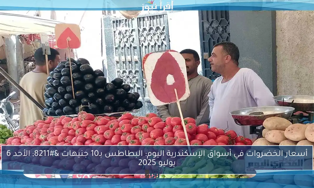 أسعار الخضروات في أسواق الإسكندرية اليوم: البطاطس بـ10 جنيهات – الأحد 6 يوليو 2025