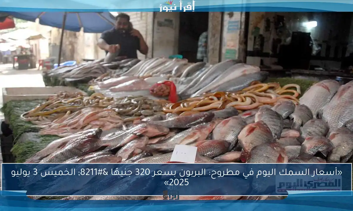 «أسعار السمك اليوم في مطروح: البربون بسعر 320 جنيهًا – الخميس 3 يوليو 2025»