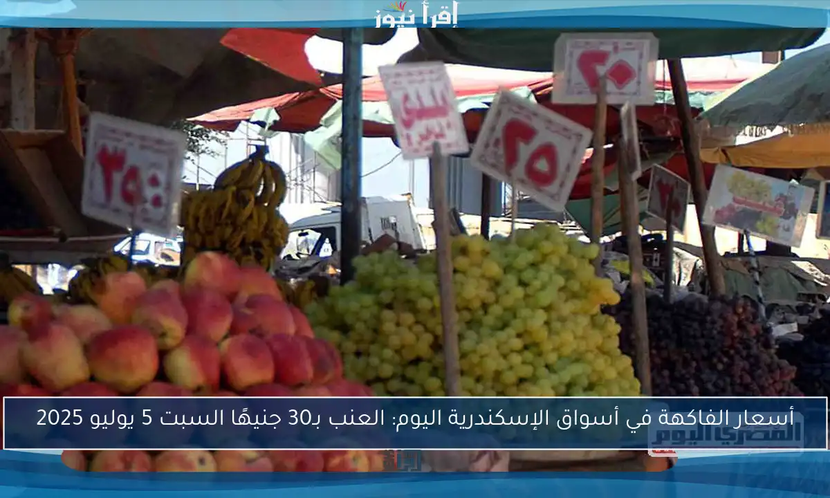 أسعار الفاكهة في أسواق الإسكندرية اليوم: العنب بـ30 جنيهًا السبت 5 يوليو 2025