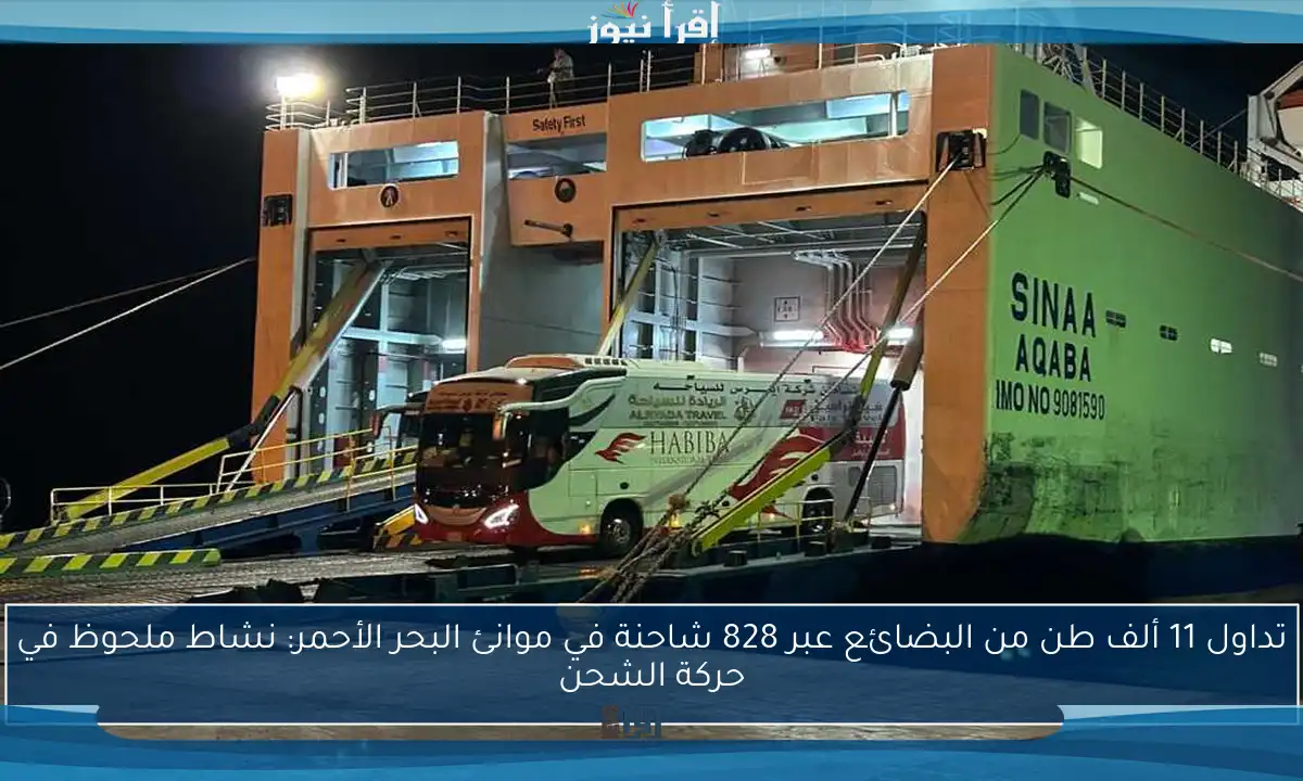 تداول 11 ألف طن من البضائع عبر 828 شاحنة في موانئ البحر الأحمر: نشاط ملحوظ في حركة الشحن