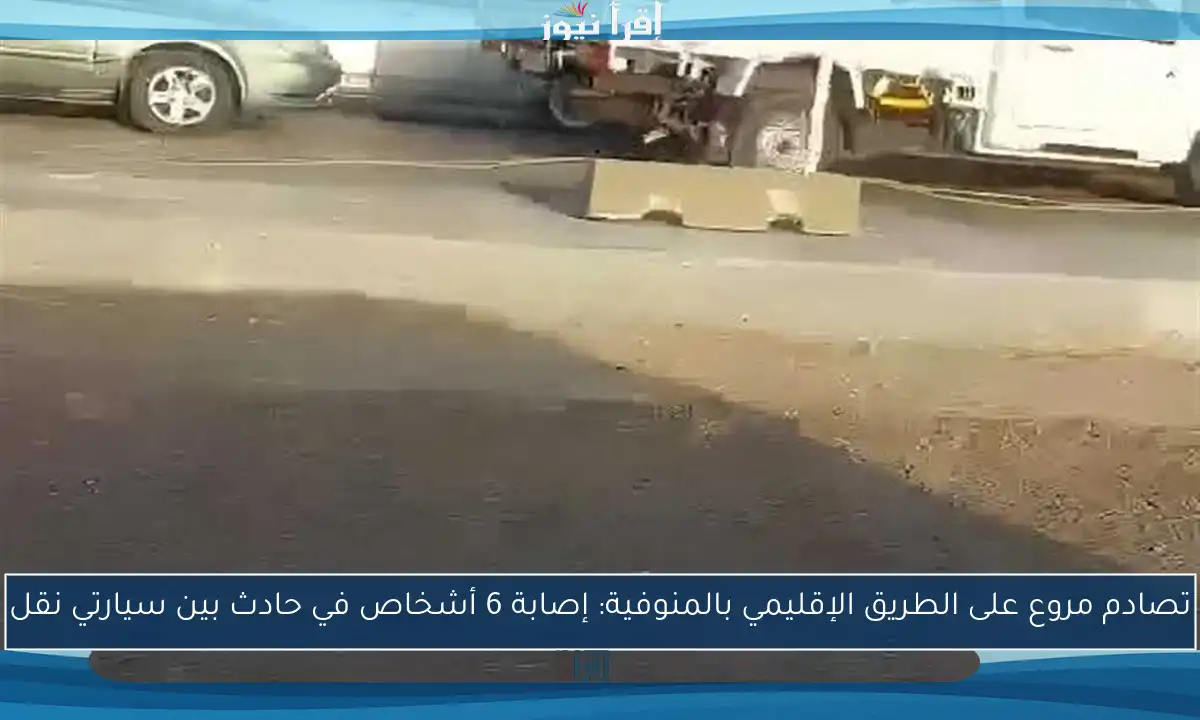 تصادم مروع على الطريق الإقليمي بالمنوفية: إصابة 6 أشخاص في حادث بين سيارتي نقل