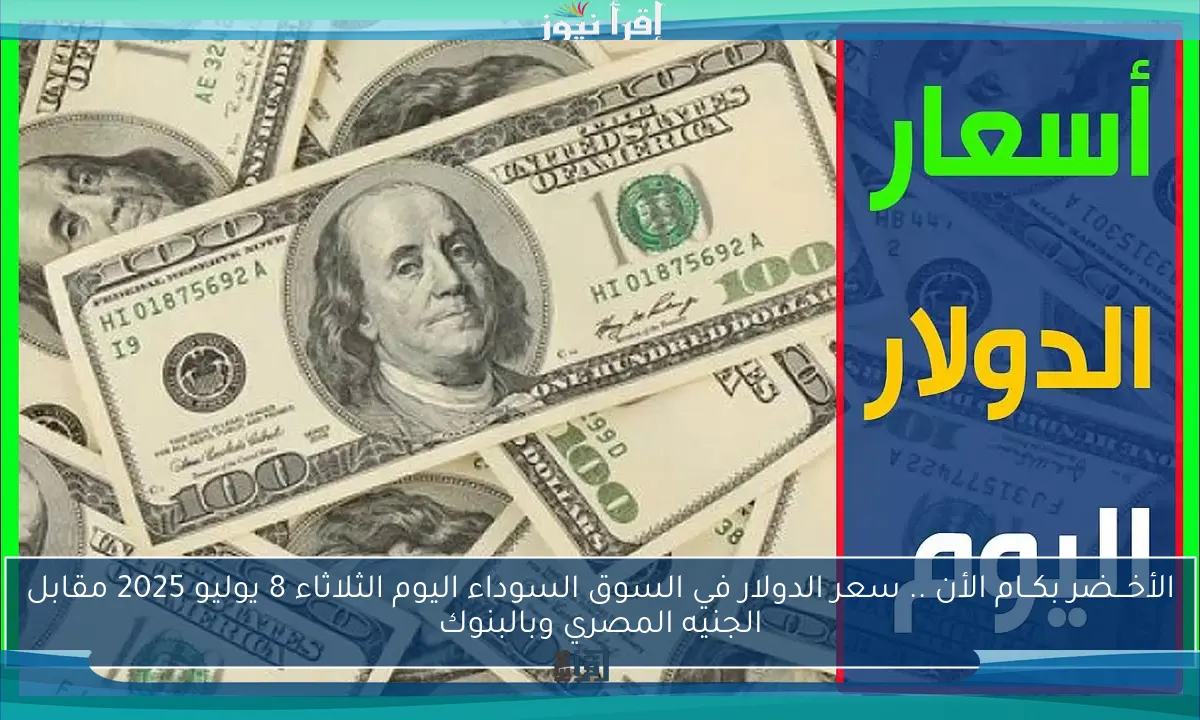الأخـــضر بكــام الأن .. سعر الدولار في السوق السوداء اليوم الثلاثاء 8 يوليو 2025 مقابل الجنيه المصري وبالبنوك