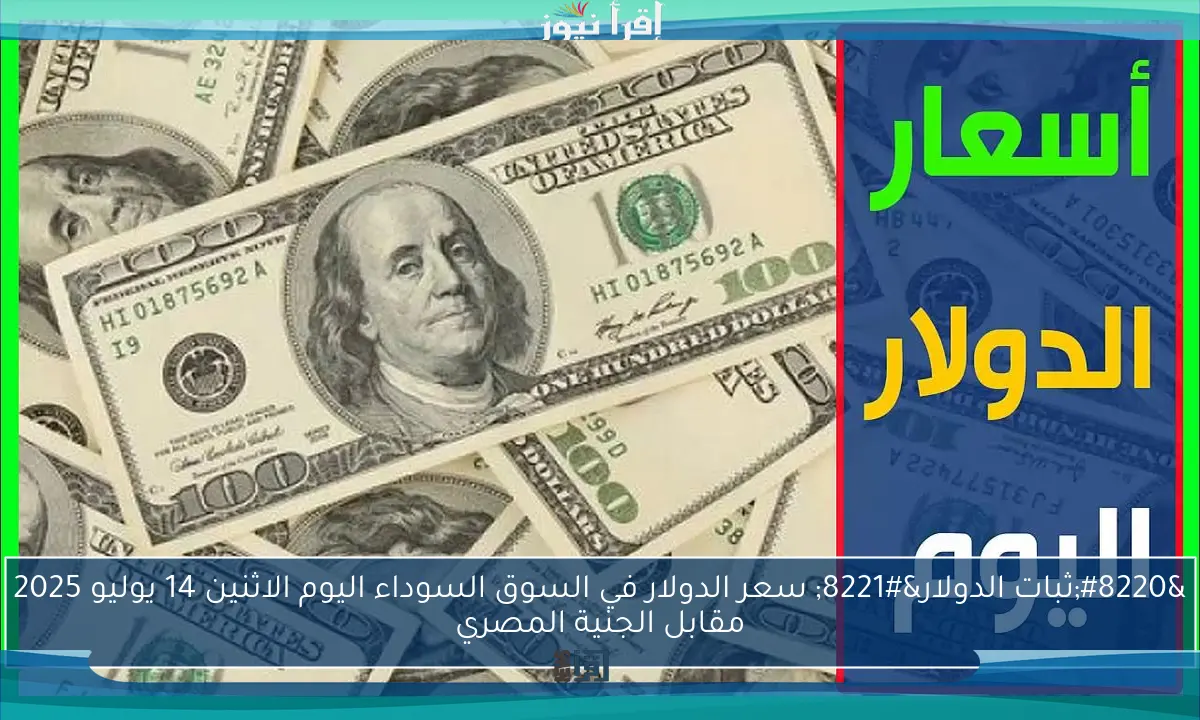 “ثبات الدولار” سعر الدولار في السوق السوداء اليوم الاثنين 14 يوليو 2025 مقابل الجنية المصري