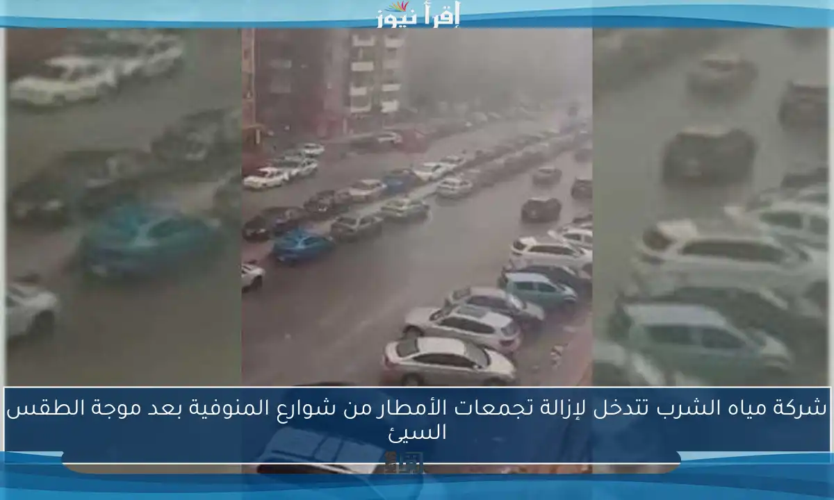 شركة مياه الشرب تتدخل لإزالة تجمعات الأمطار من شوارع المنوفية بعد موجة الطقس السيئ