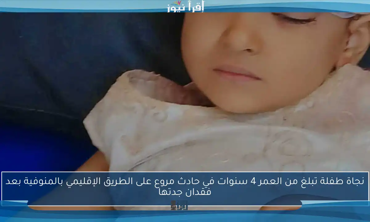 نجاة طفلة تبلغ من العمر 4 سنوات في حادث مروع على الطريق الإقليمي بالمنوفية بعد فقدان جدتها