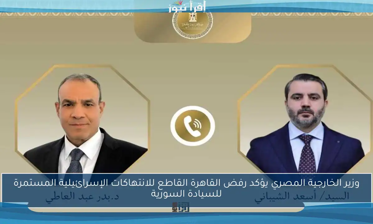 وزير الخارجية المصري يؤكد رفض القاهرة القاطع للانتهاكات الإسرائيلية المستمرة للسيادة السورية