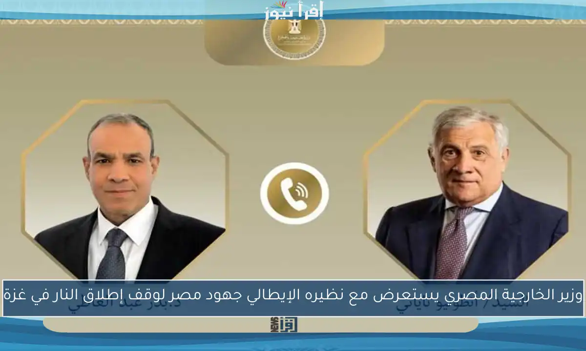 وزير الخارجية المصري يستعرض مع نظيره الإيطالي جهود مصر لوقف إطلاق النار في غزة