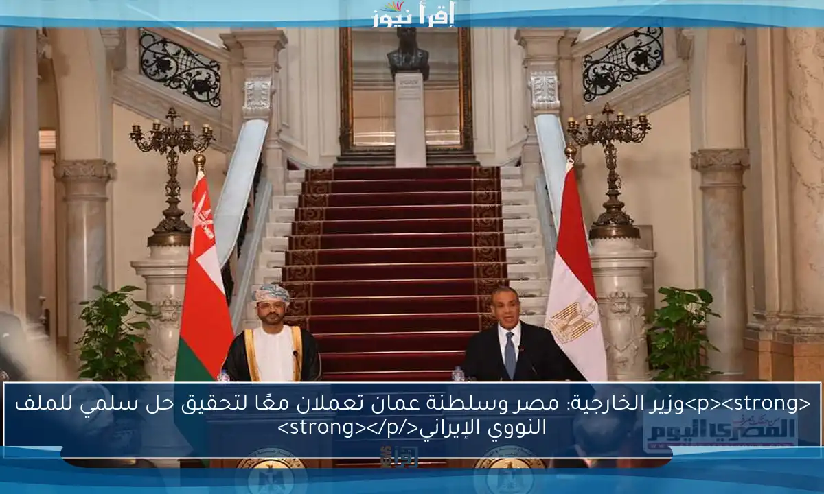 <p><strong>وزير الخارجية: مصر وسلطنة عمان تعملان معًا لتحقيق حل سلمي للملف النووي الإيراني</strong></p>